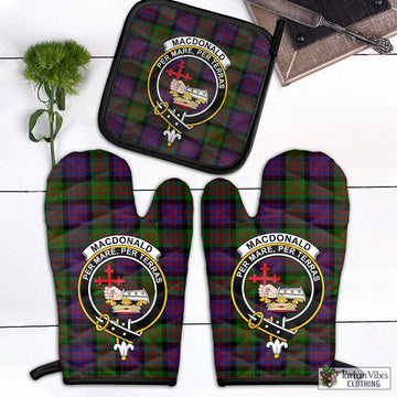 MacDonald (McDonald) Tartan Combo Oven Mitt & Pot-Holder with Family Crest Combo 1 Oven Mitt & 1 Pot-Holder Black - Tartan Vibes Clothing