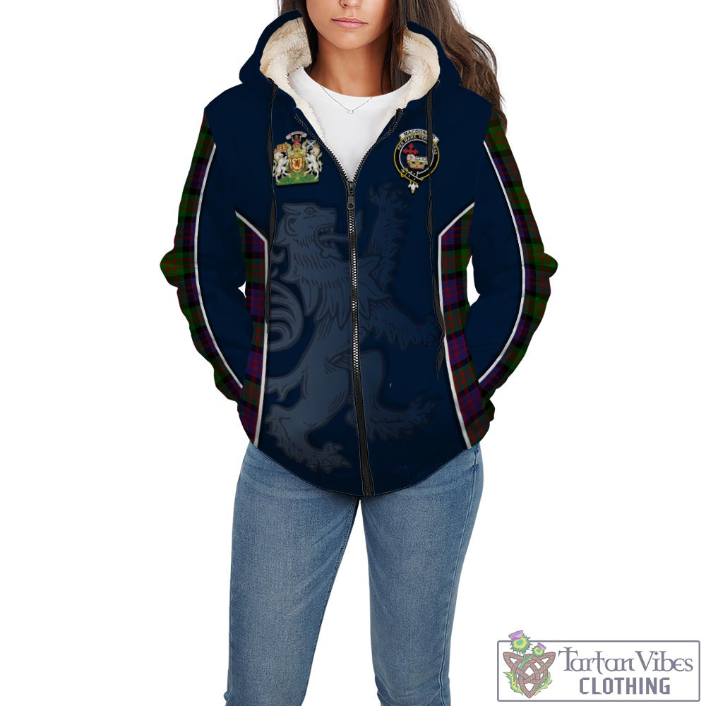 Tartan Vibes Clothing MacDonald Tartan Sherpa Hoodie with Family Crest and Lion Rampant Vibes Sport Style