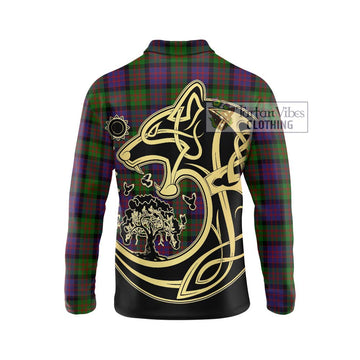 MacDonald (McDonald) Tartan Long Sleeve Polo Shirt with Family Crest Celtic Wolf Style - Tartanvibesclothing Shop