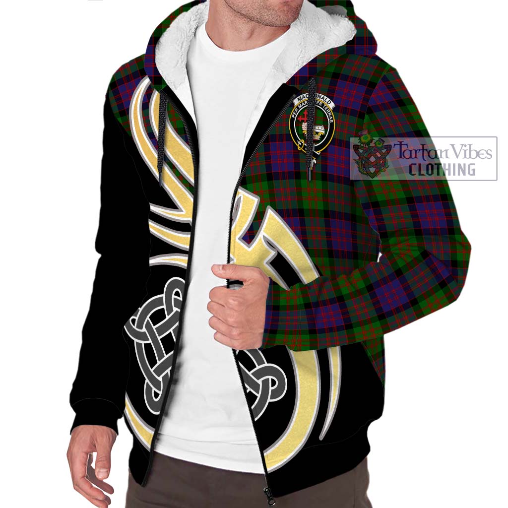 MacDonald (McDonald) Tartan Sherpa Hoodie with Family Crest and Celtic Symbol Style - Tartan Vibes Clothing