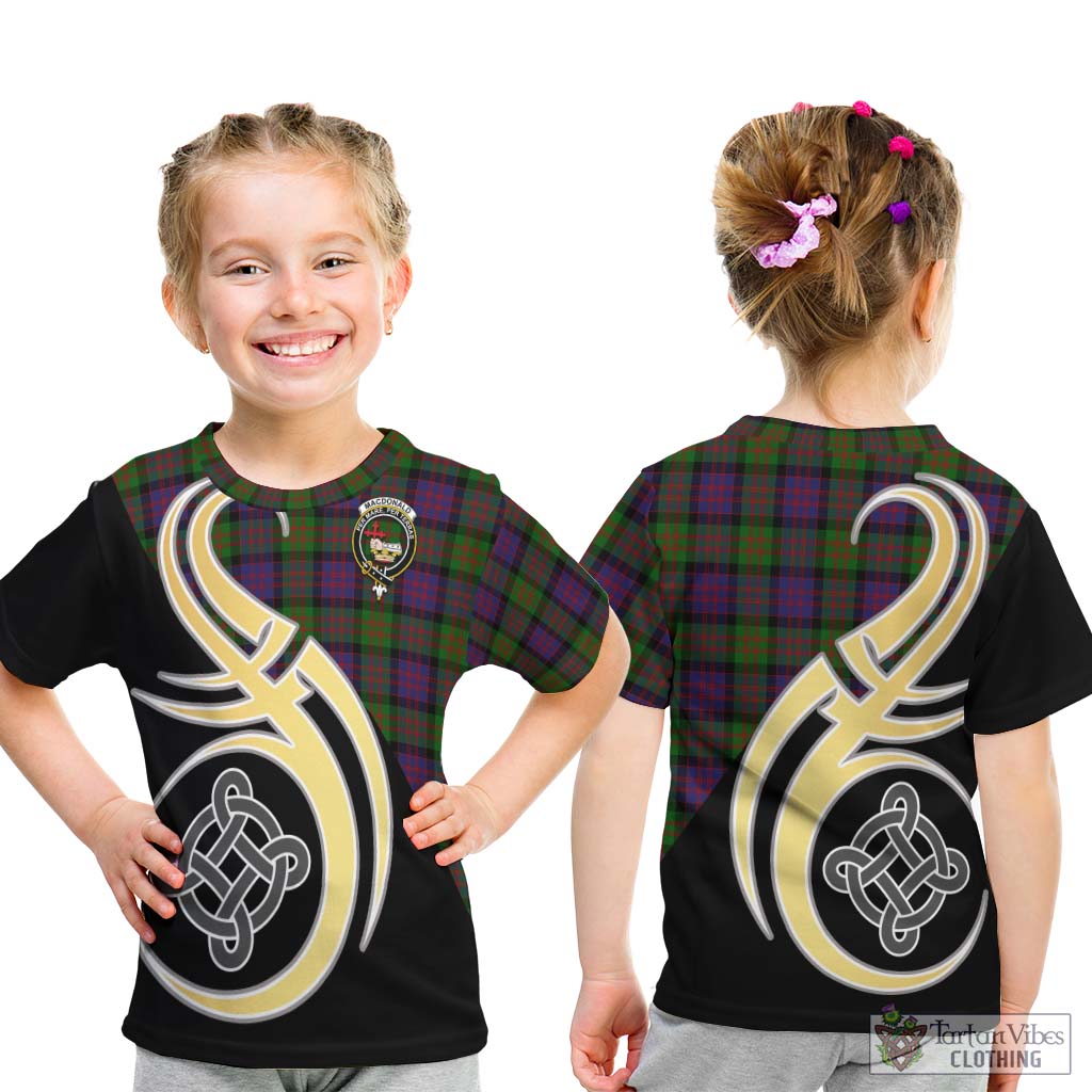 MacDonald (McDonald) Tartan Kid T-Shirt with Family Crest and Celtic Symbol Style - Tartan Vibes Clothing