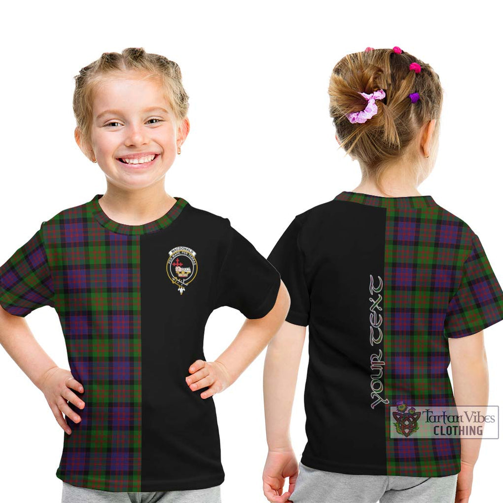 MacDonald (McDonald) Tartan Kid T-Shirt with Family Crest and Half Of Me Style - Tartanvibesclothing Shop