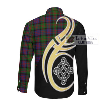 MacDonald (McDonald) Tartan Long Sleeve Button Shirt with Family Crest and Celtic Symbol Style