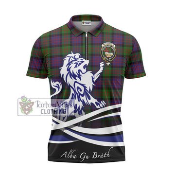 MacDonald (McDonald) Tartan Zipper Polo Shirt with Alba Gu Brath Regal Lion Emblem - Tartanvibesclothing Shop