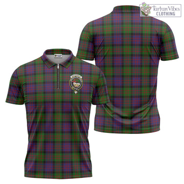MacDonald (McDonald) Tartan Zipper Polo Shirt with Family Crest