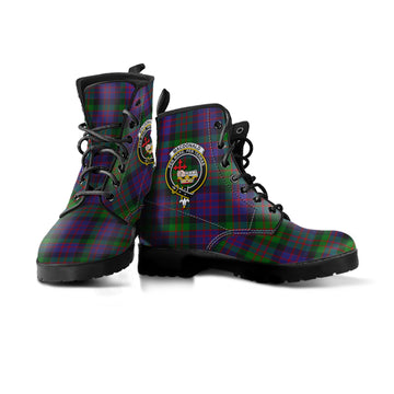 MacDonald Tartan Leather Boots with Family Crest