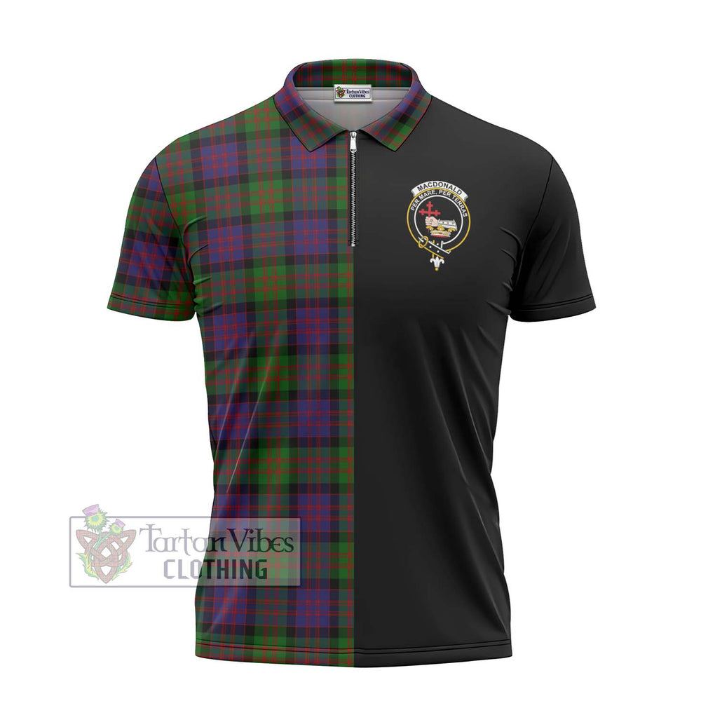 MacDonald (McDonald) Tartan Zipper Polo Shirt with Family Crest and Half Of Me Style - Tartanvibesclothing Shop