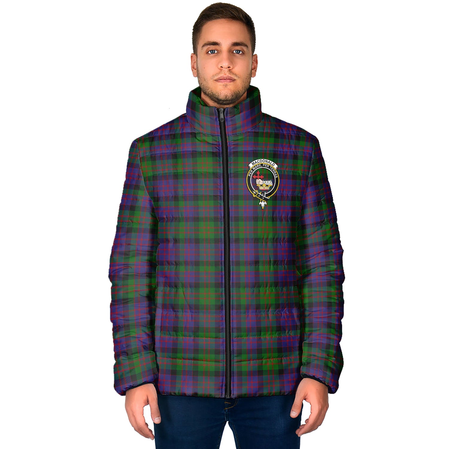 MacDonald (McDonald) Tartan Padded Jacket with Family Crest - Tartan Vibes Clothing