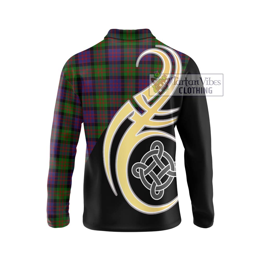 MacDonald (McDonald) Tartan Long Sleeve Polo Shirt with Family Crest and Celtic Symbol Style - Tartan Vibes Clothing