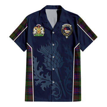 Tartan Vibes Clothing MacDonald Tartan Short Sleeve Button Up Shirt with Family Crest and Scottish Thistle Vibes Sport Style