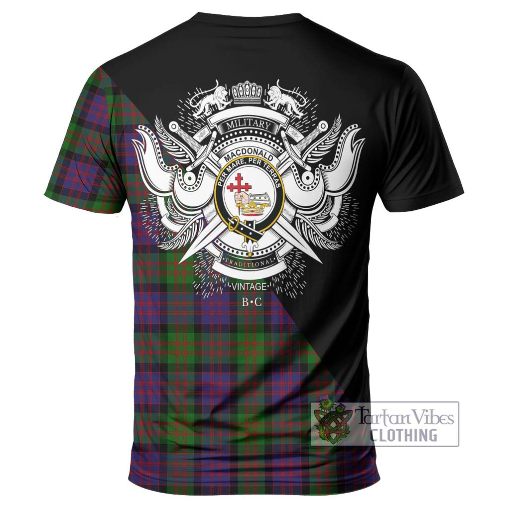 MacDonald (McDonald) Tartan T-Shirt with Family Crest and Military Logo Style - Tartanvibesclothing Shop