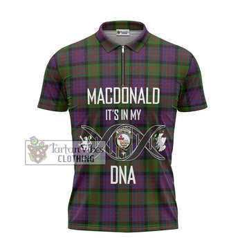 MacDonald (McDonald) Tartan Zipper Polo Shirt with Family Crest DNA In Me Style - Tartanvibesclothing Shop