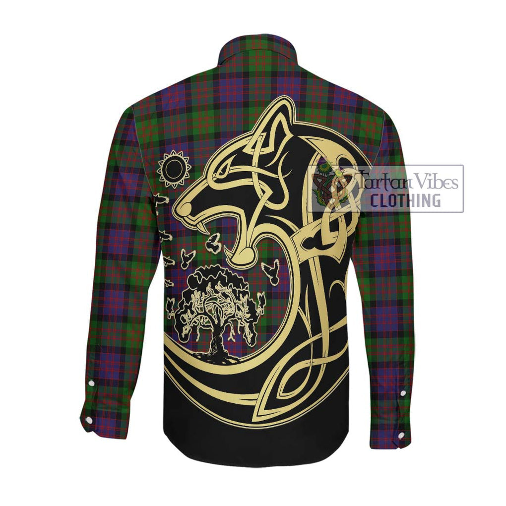 MacDonald (McDonald) Tartan Long Sleeve Button Shirt with Family Crest Celtic Wolf Style Men's Shirt - Tartan Vibes Clothing