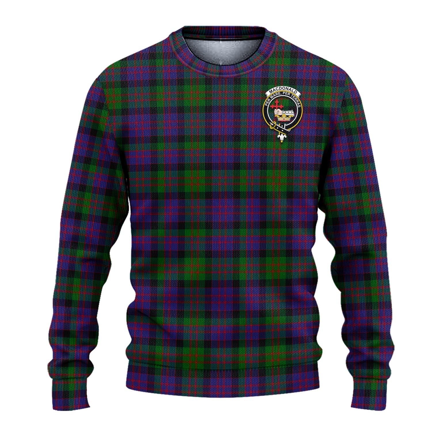 MacDonald Tartan Knitted Sweater with Family Crest - Tartanvibesclothing