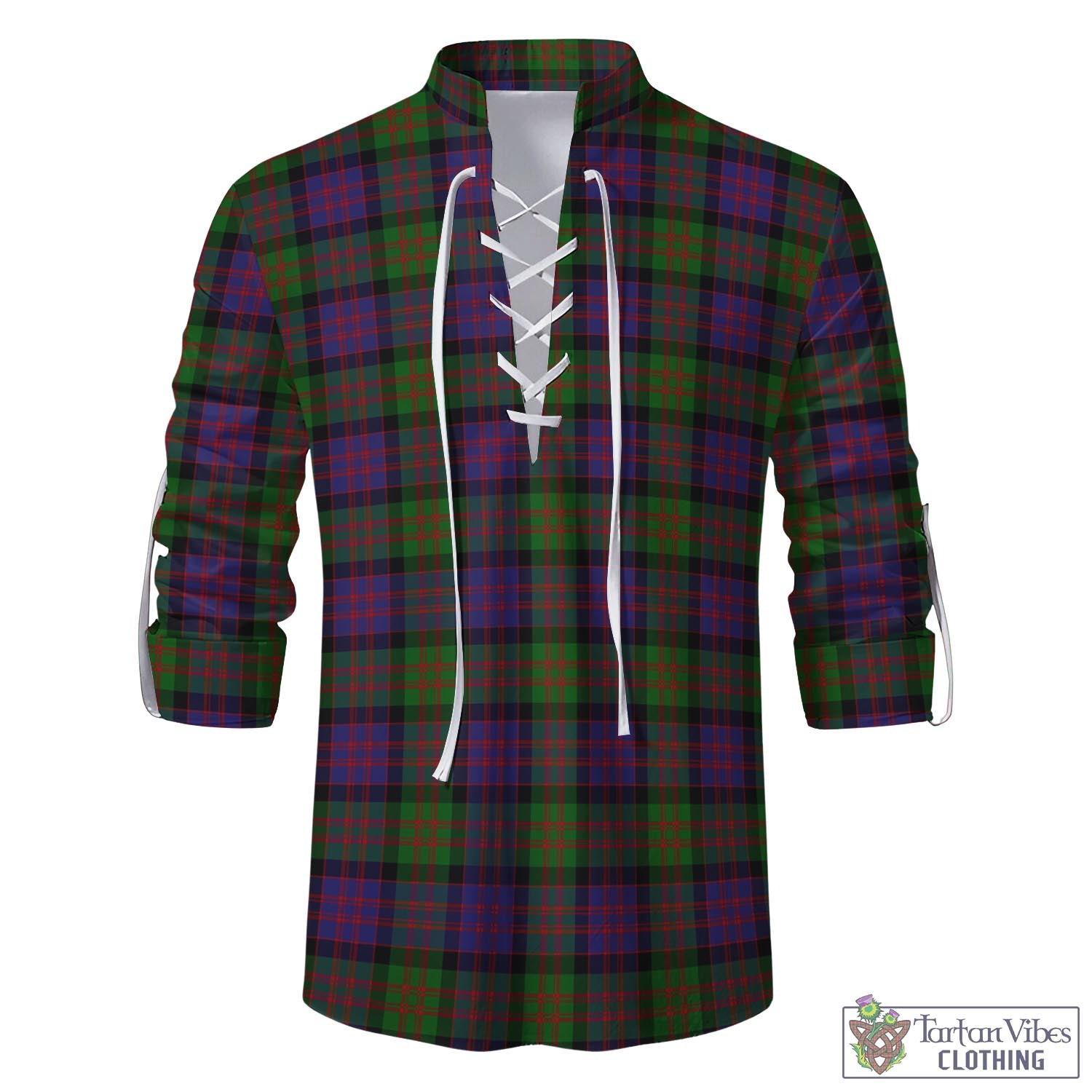 Tartan Vibes Clothing MacDonald Tartan Men's Scottish Traditional Jacobite Ghillie Kilt Shirt