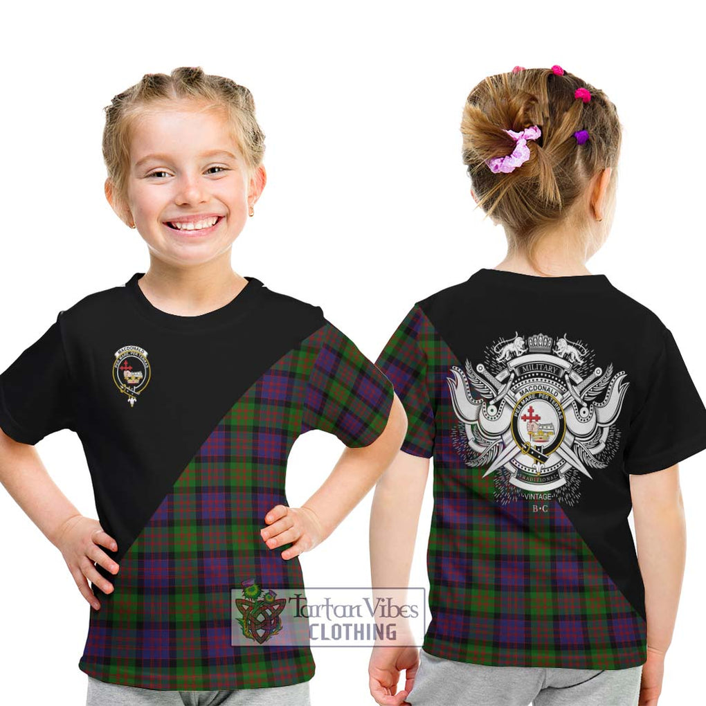 MacDonald (McDonald) Tartan Kid T-Shirt with Family Crest and Military Logo Style - Tartanvibesclothing Shop