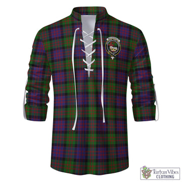 MacDonald Tartan Men's Scottish Traditional Jacobite Ghillie Kilt Shirt with Family Crest