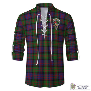 Tartan Vibes Clothing MacDonald Tartan Men's Scottish Traditional Jacobite Ghillie Kilt Shirt with Family Crest