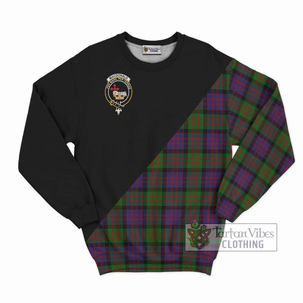 MacDonald (McDonald) Tartan Sweatshirt with Family Crest and Military Logo Style - Tartanvibesclothing Shop