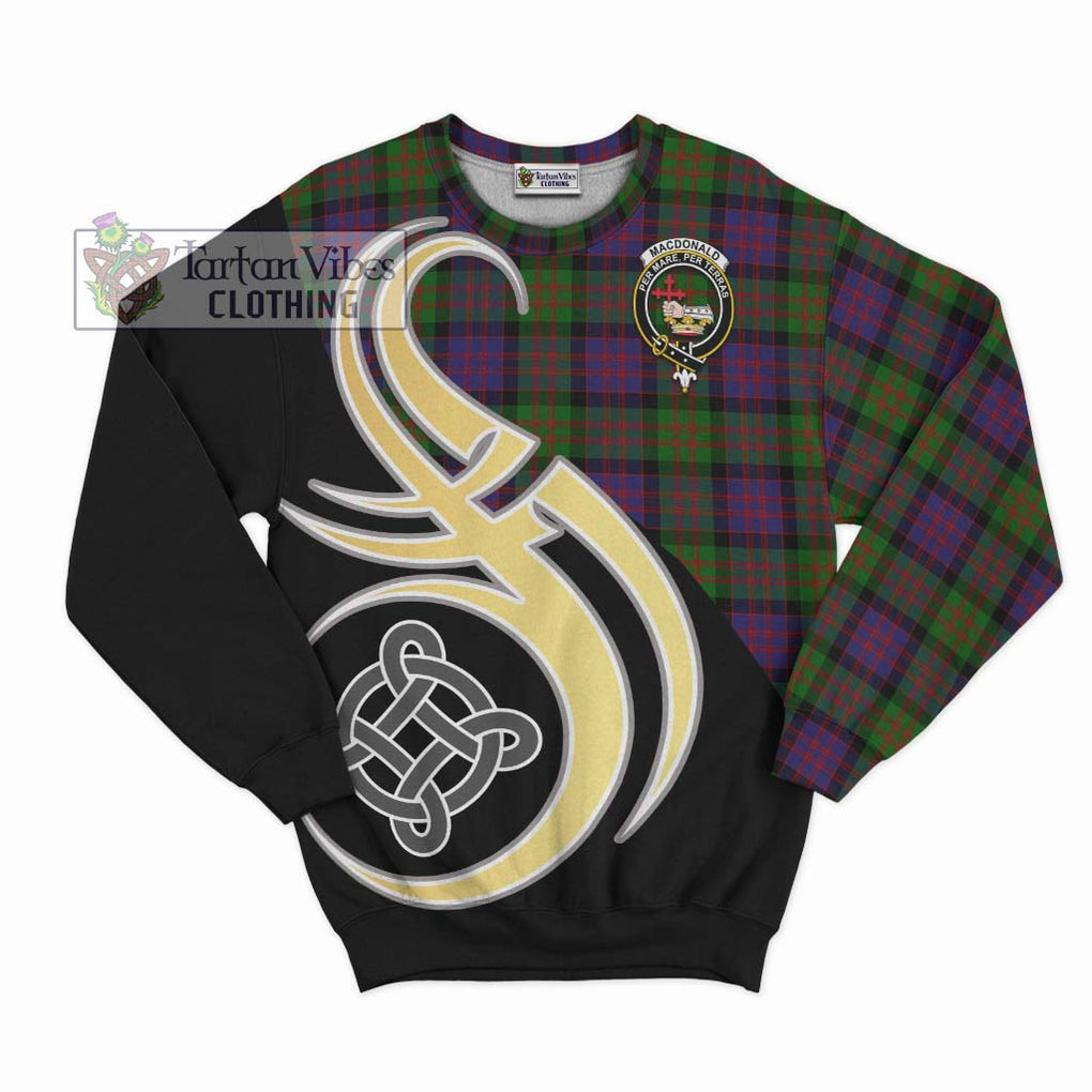 MacDonald (McDonald) Tartan Sweatshirt with Family Crest and Celtic Symbol Style - Tartan Vibes Clothing