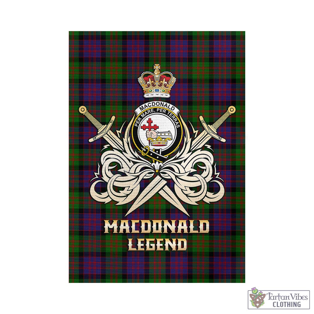 Tartan Vibes Clothing MacDonald Tartan Flag with Clan Crest and the Golden Sword of Courageous Legacy