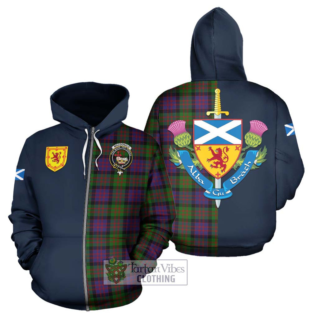 Tartan Vibes Clothing MacDonald Tartan Hoodie with Scottish Lion Royal Arm Half Style