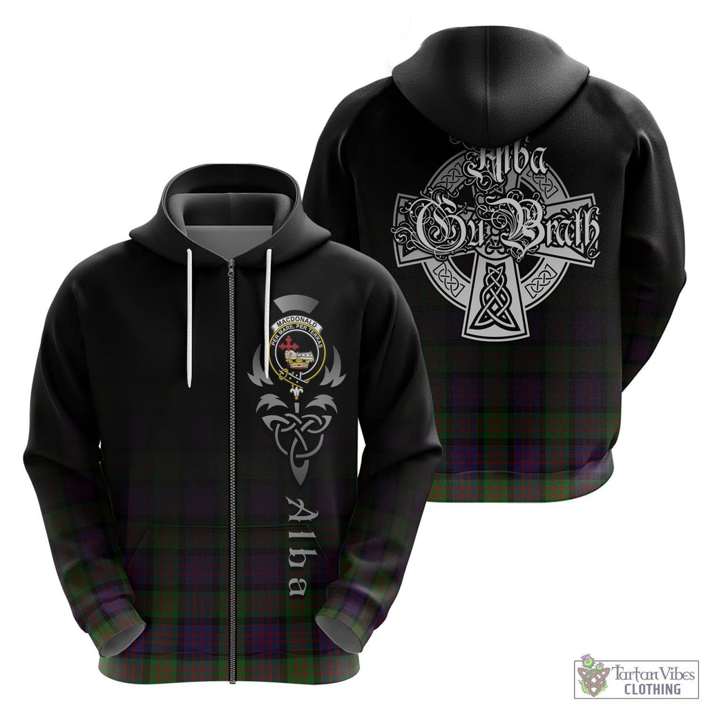 Tartan Vibes Clothing MacDonald Tartan Hoodie Featuring Alba Gu Brath Family Crest Celtic Inspired
