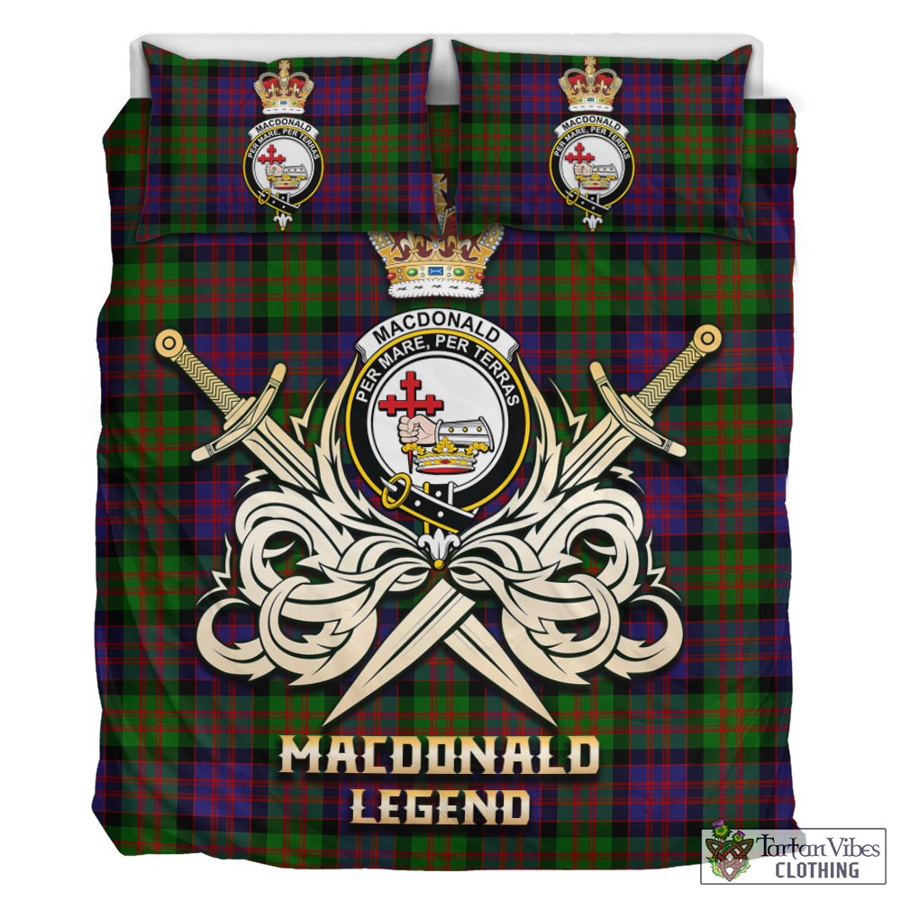 Tartan Vibes Clothing MacDonald Tartan Bedding Set with Clan Crest and the Golden Sword of Courageous Legacy