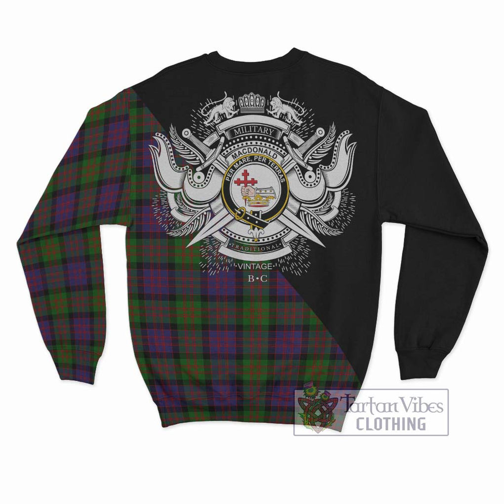 MacDonald (McDonald) Tartan Sweatshirt with Family Crest and Military Logo Style - Tartanvibesclothing Shop