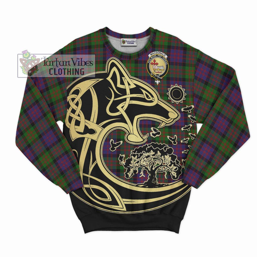 MacDonald (McDonald) Tartan Sweatshirt with Family Crest Celtic Wolf Style - Tartan Vibes Clothing
