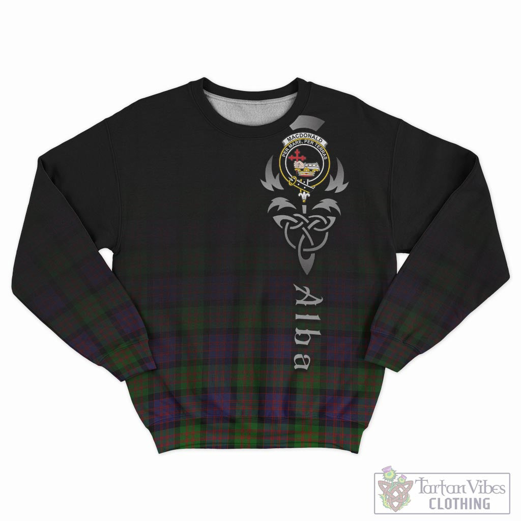 Tartan Vibes Clothing MacDonald Tartan Sweatshirt Featuring Alba Gu Brath Family Crest Celtic Inspired