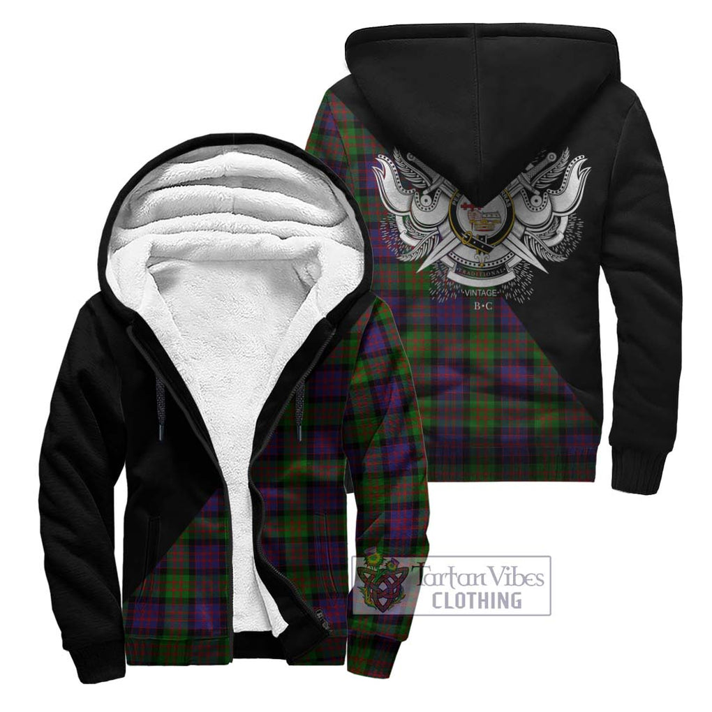 MacDonald (McDonald) Tartan Sherpa Hoodie with Family Crest and Military Logo Style Unisex - Tartanvibesclothing Shop
