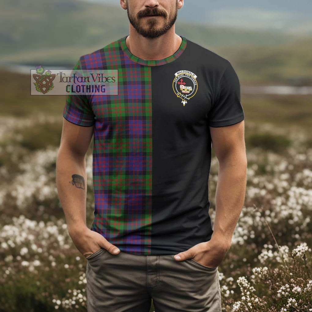MacDonald (McDonald) Tartan T-Shirt with Family Crest and Half Of Me Style - Tartanvibesclothing Shop