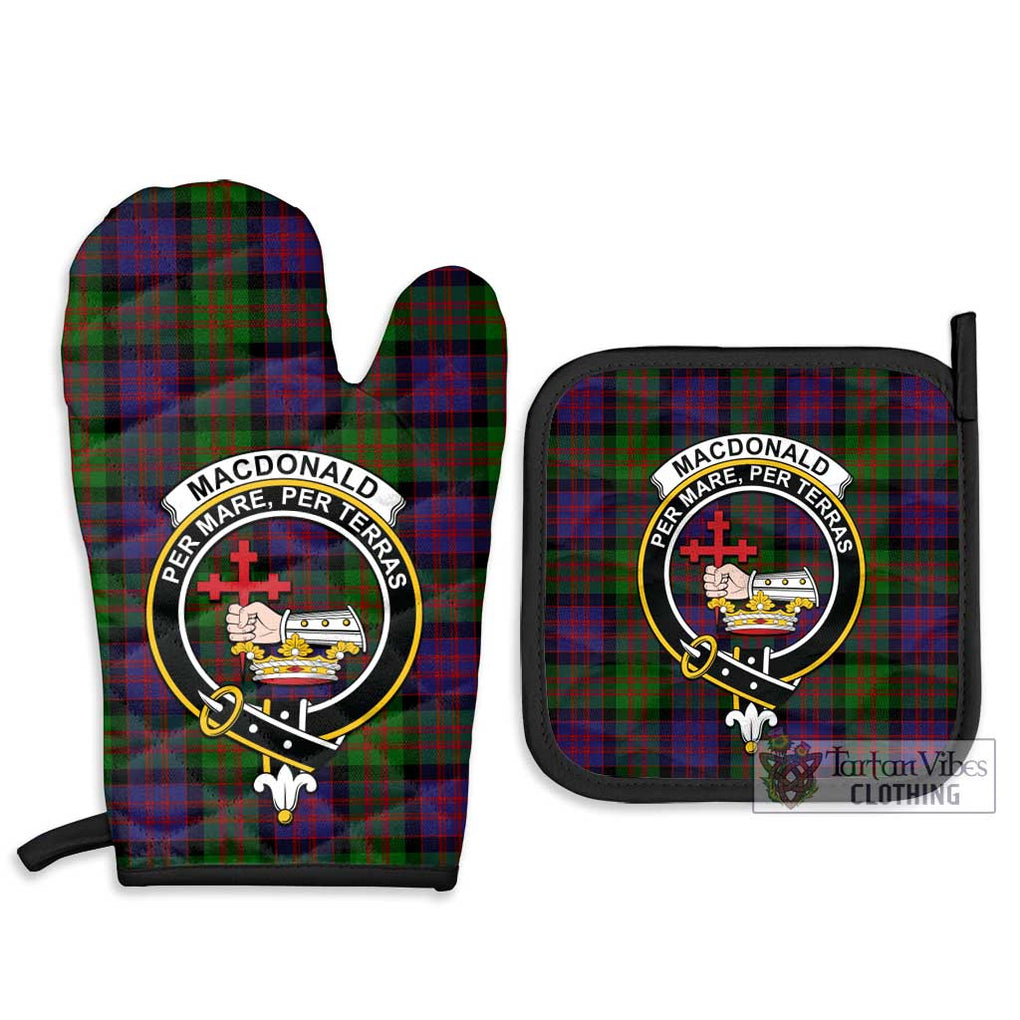 MacDonald (McDonald) Tartan Combo Oven Mitt & Pot-Holder with Family Crest Combo 1 Oven Mitt & 2 Pot-Holder Black - Tartan Vibes Clothing
