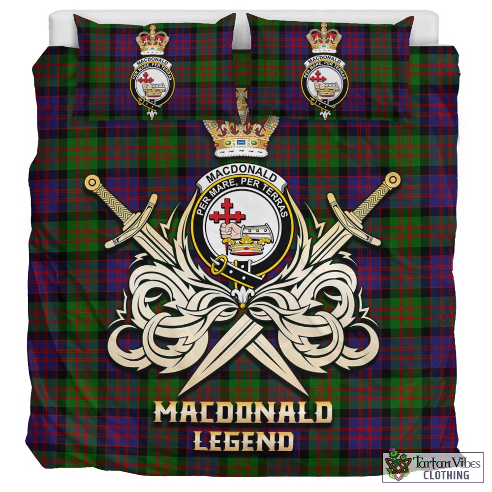 Tartan Vibes Clothing MacDonald Tartan Bedding Set with Clan Crest and the Golden Sword of Courageous Legacy