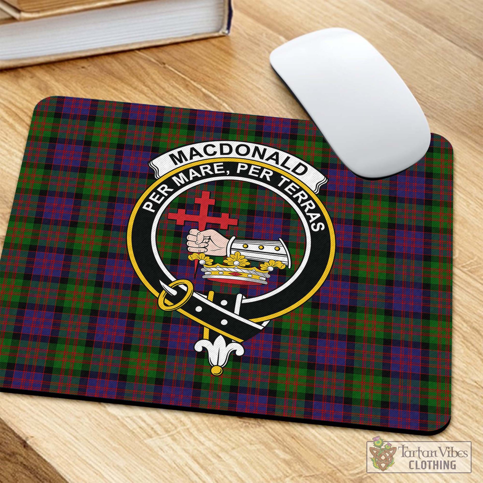 Tartan Vibes Clothing MacDonald Tartan Mouse Pad with Family Crest