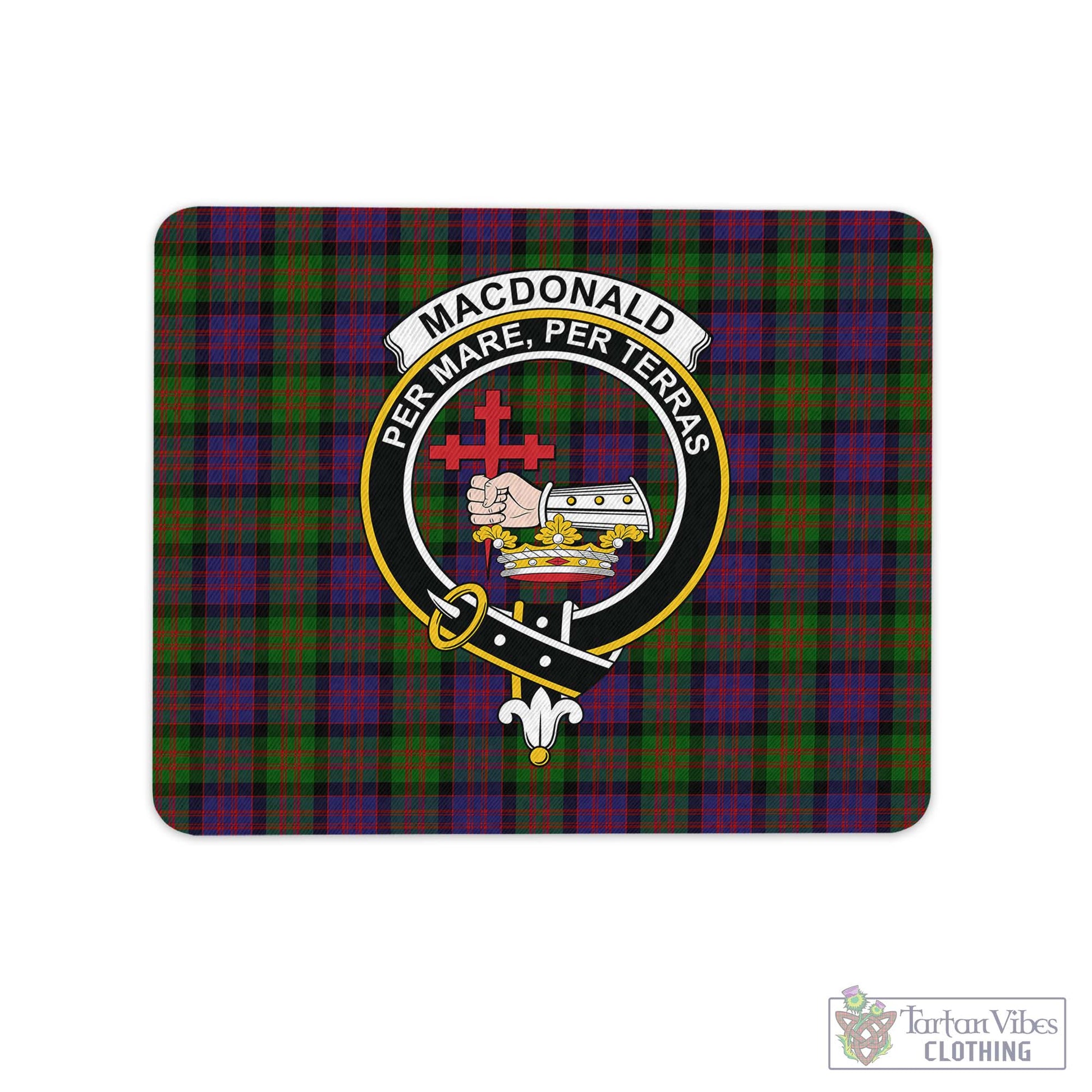 Tartan Vibes Clothing MacDonald Tartan Mouse Pad with Family Crest