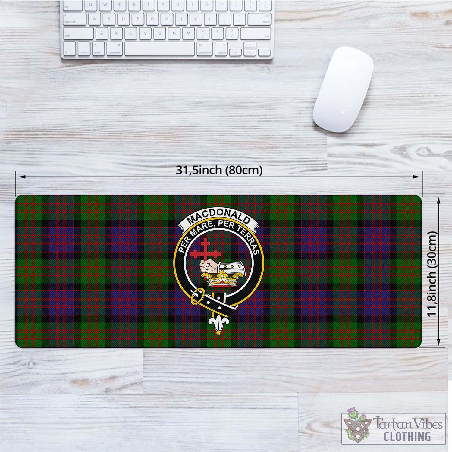Tartan Vibes Clothing MacDonald Tartan Mouse Pad with Family Crest