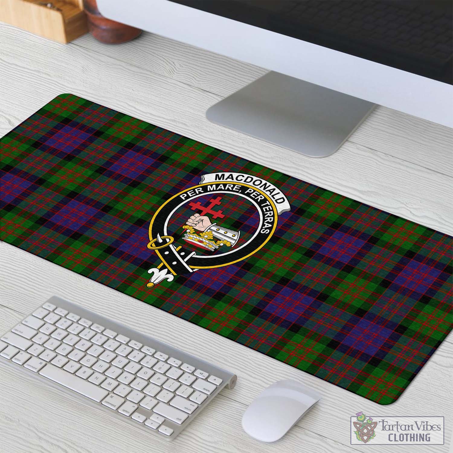 Tartan Vibes Clothing MacDonald Tartan Mouse Pad with Family Crest