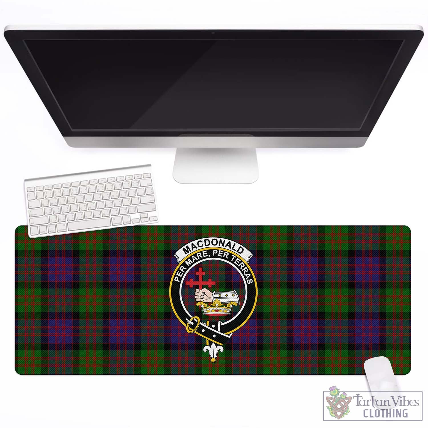 Tartan Vibes Clothing MacDonald Tartan Mouse Pad with Family Crest