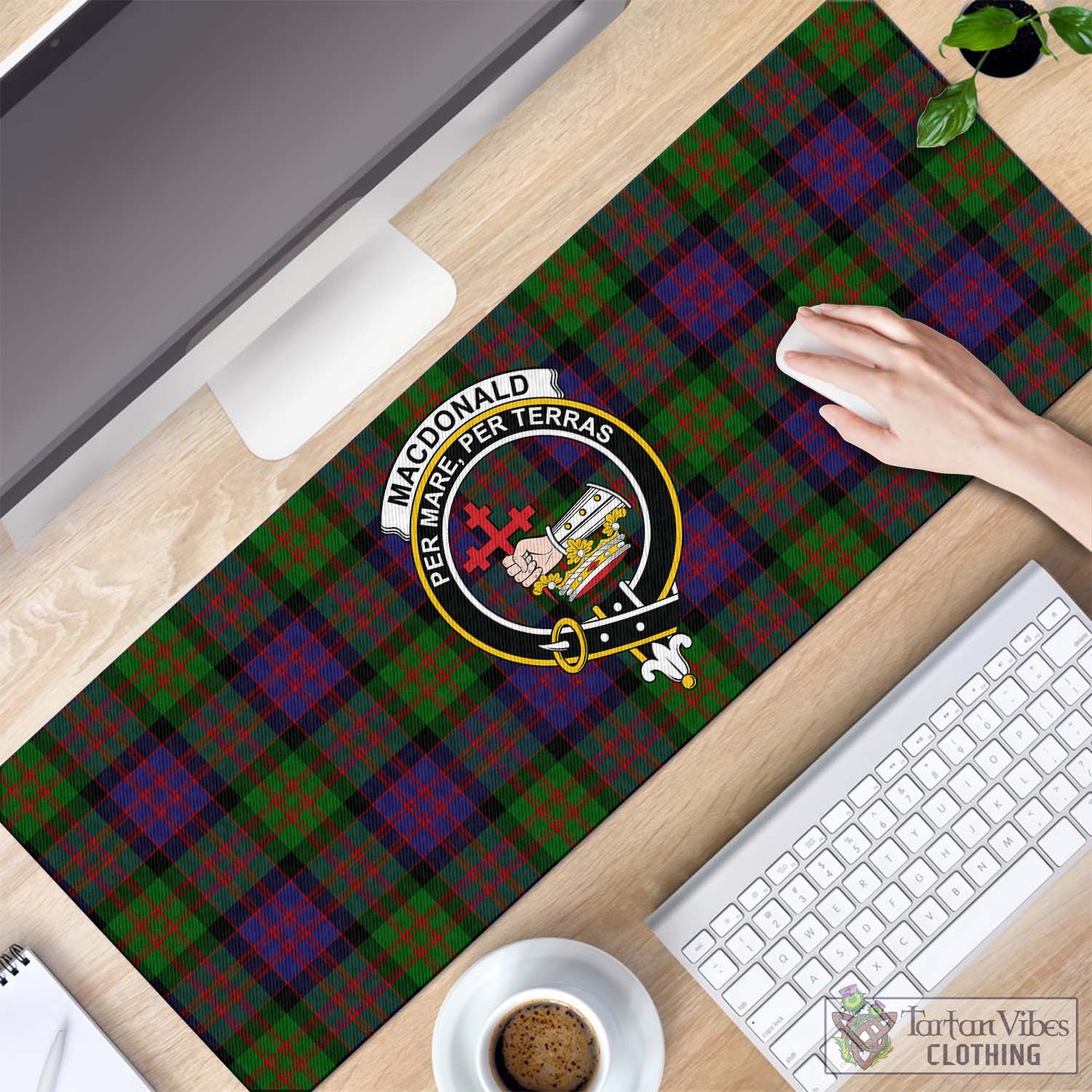 Tartan Vibes Clothing MacDonald Tartan Mouse Pad with Family Crest