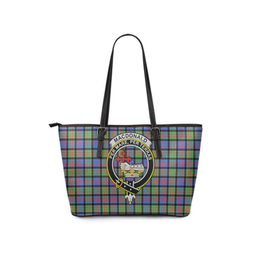 MacDonald Ancient Tartan Leather Tote Bag with Family Crest