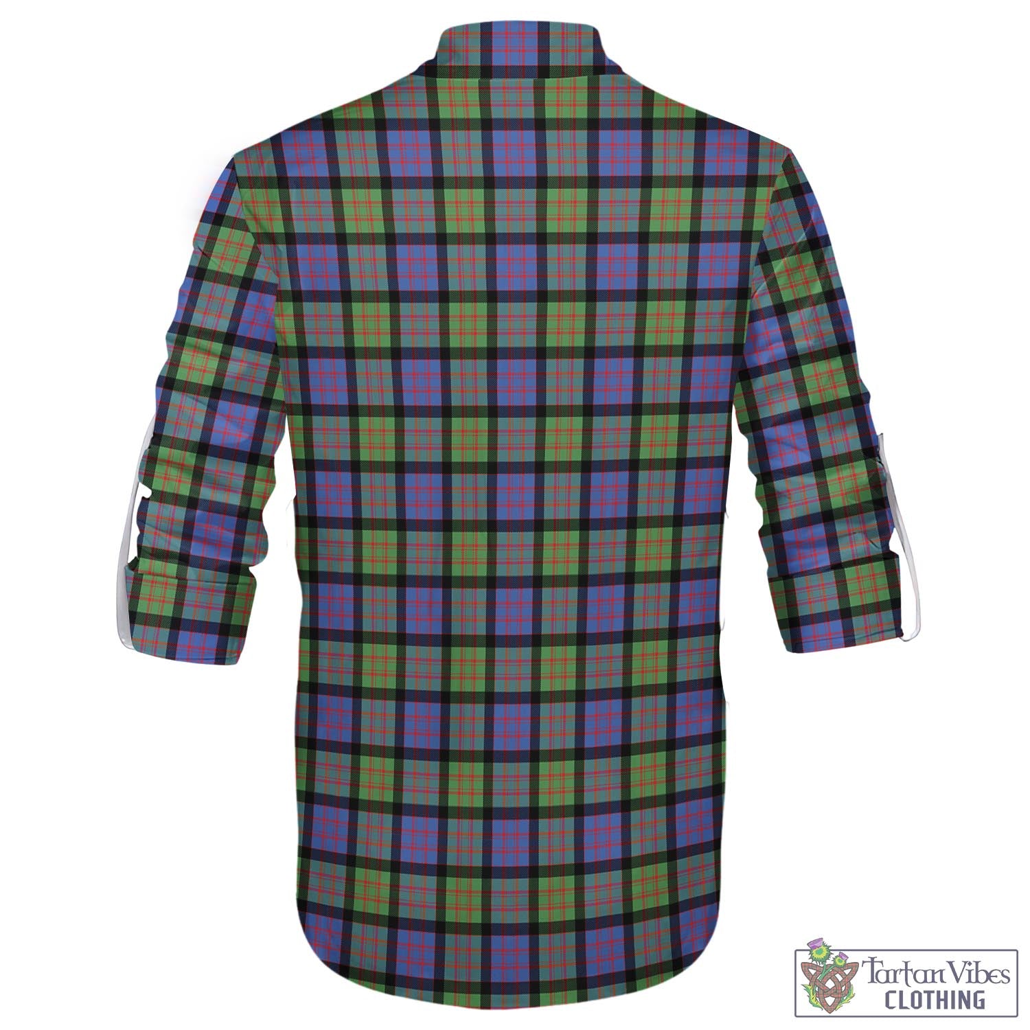 Tartan Vibes Clothing MacDonald Ancient Tartan Men's Scottish Traditional Jacobite Ghillie Kilt Shirt with Family Crest