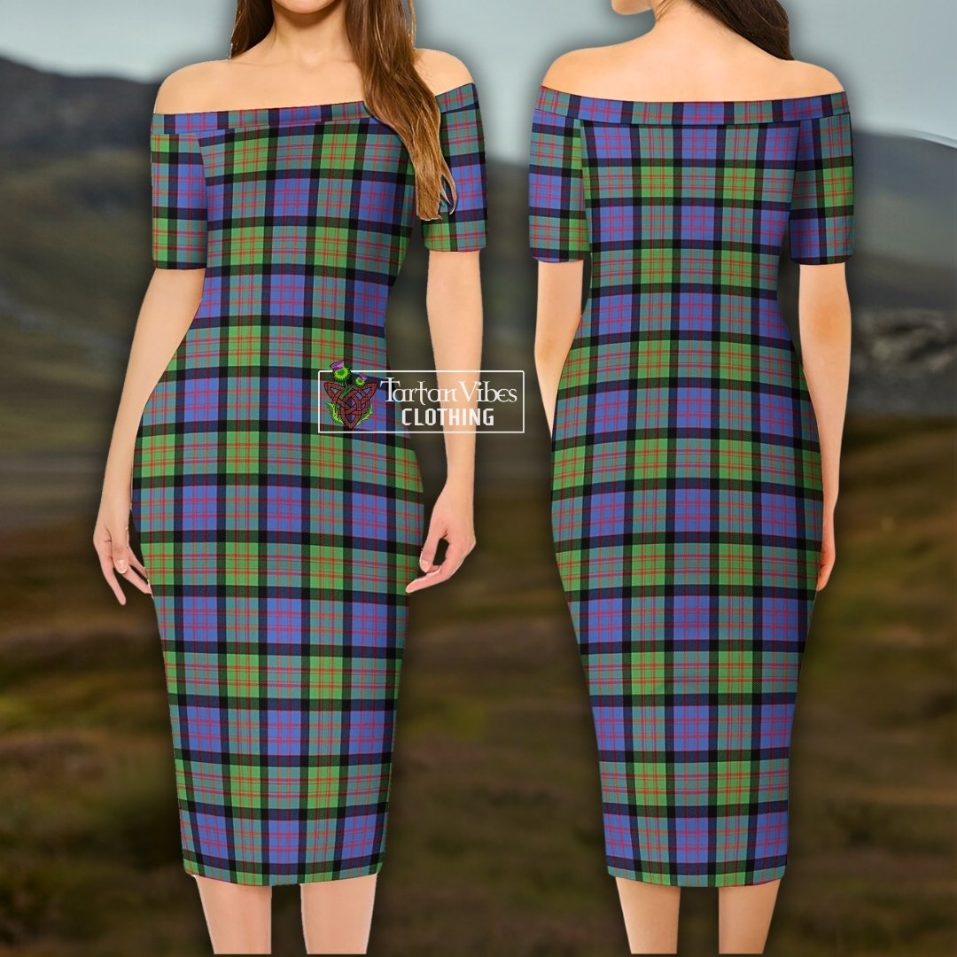 MacDonald Ancient Tartan Off Shoulder Lady Dress