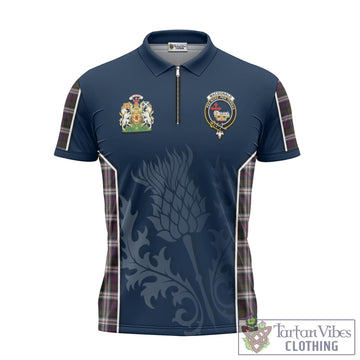 MacDonald Dress Tartan Zipper Polo Shirt with Family Crest and Scottish Thistle Vibes Sport Style