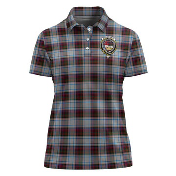 macdonald-dress-ancient-tartan-polo-shirt-with-family-crest-for-women