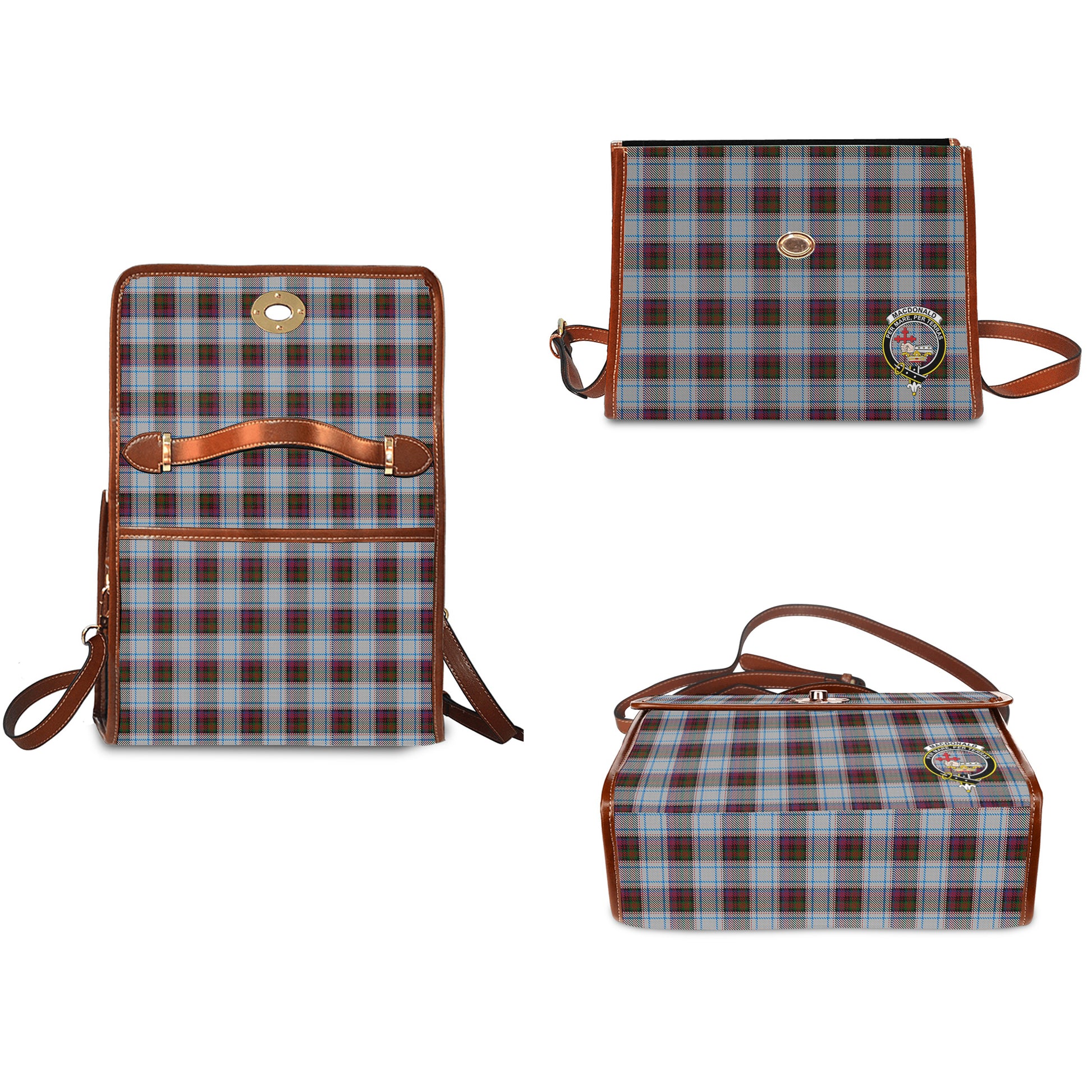 macdonald-dress-ancient-tartan-leather-strap-waterproof-canvas-bag-with-family-crest