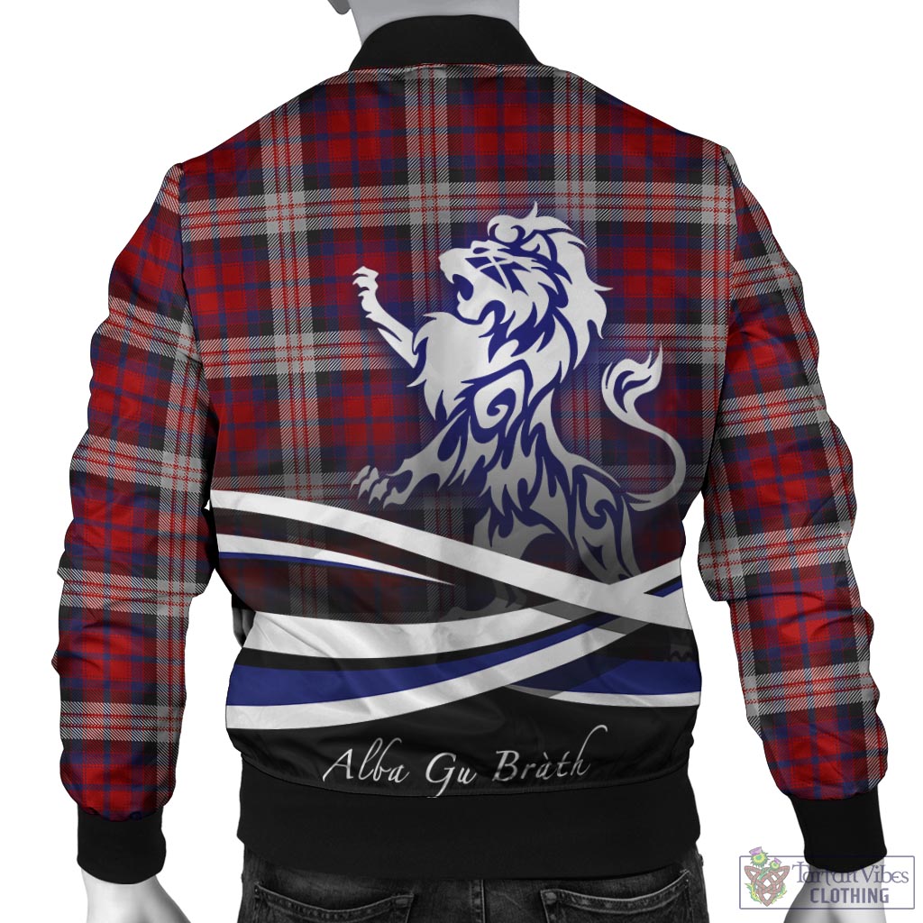 Tartan Vibes Clothing MacDonald Dress Irish Tartan Bomber Jacket with Alba Gu Brath Regal Lion Emblem