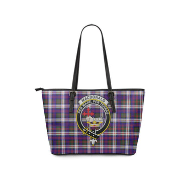 MacDonald Dress Modern Tartan Leather Tote Bag with Family Crest