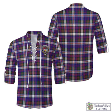 MacDonald Dress Modern Tartan Men's Scottish Traditional Jacobite Ghillie Kilt Shirt with Family Crest